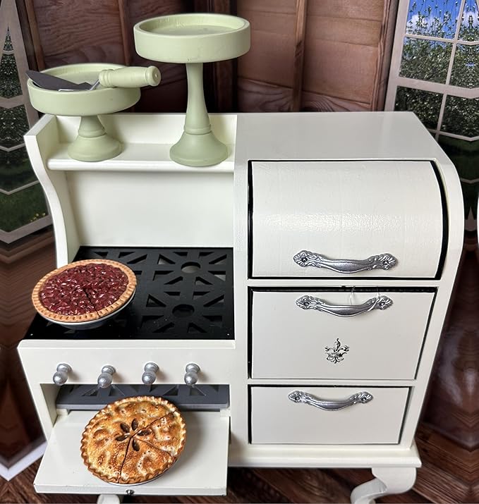 THE QUEEN'S TREASURES 18 Inch Doll Bakery Food Accessories, Yummy Pecan and Apple Pies with 2 Slices, 2 Metal Pie Pans, 2 Cake Stands. Compatible with American Girl