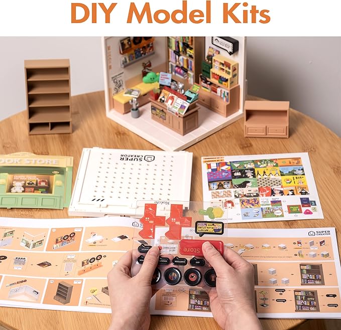 ROBOTIME DIY Miniature House - 1:24 Scale Realistic Store Kit with LED Light - Tiny Model Mini House with Furniture, Best Birthday Gift