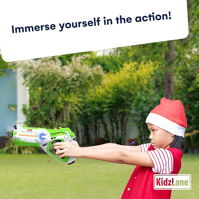 Kidzlane Laser Tag Guns Set of 4 for Kids and Adults - Infrared Laser Tag Set with 130 ft Range - 4 Team and Gun Modes - Indoor and Outdoor Toy Guns for Boys and Girls - Multiplayer Game for Ages 8+