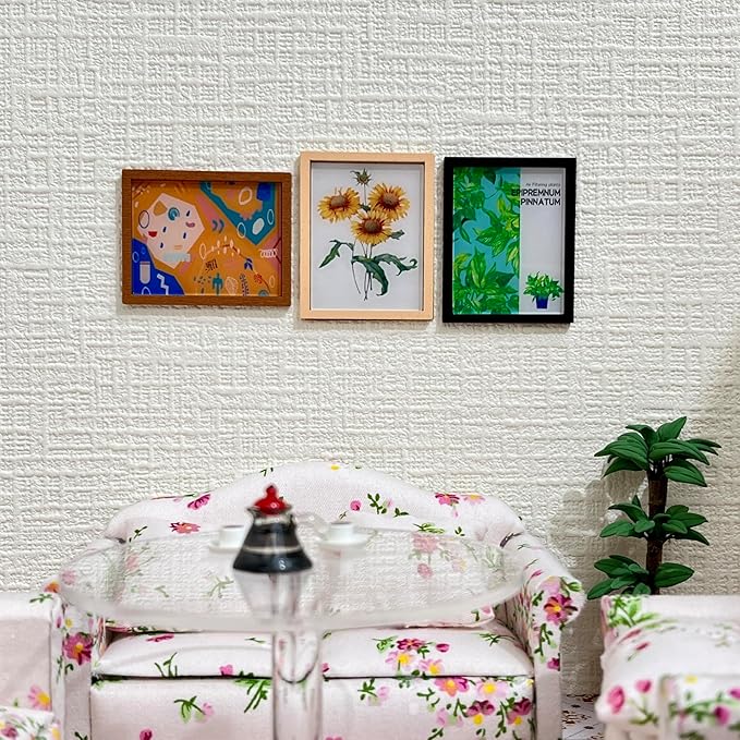 SAMCAMI Dollhouse Furniture Mini Wall Art, 1/12 Scale Accessories, Dollhouse Miniatures, 15 Pieces (No.1)
