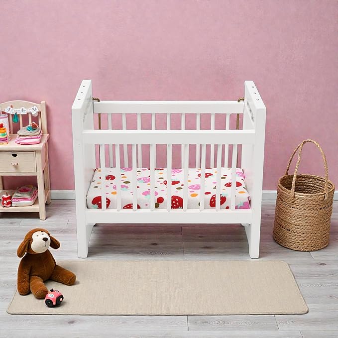 1/12 Miniature Wooden Doll Crib Mini Bed for Dollhouse Bedroom Furniture