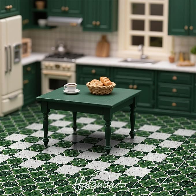 Halandar Dollhouse Flooring Tiles on 1/12 1/6 Scale Miniature Decor Accessories 128pcs Double-Sided