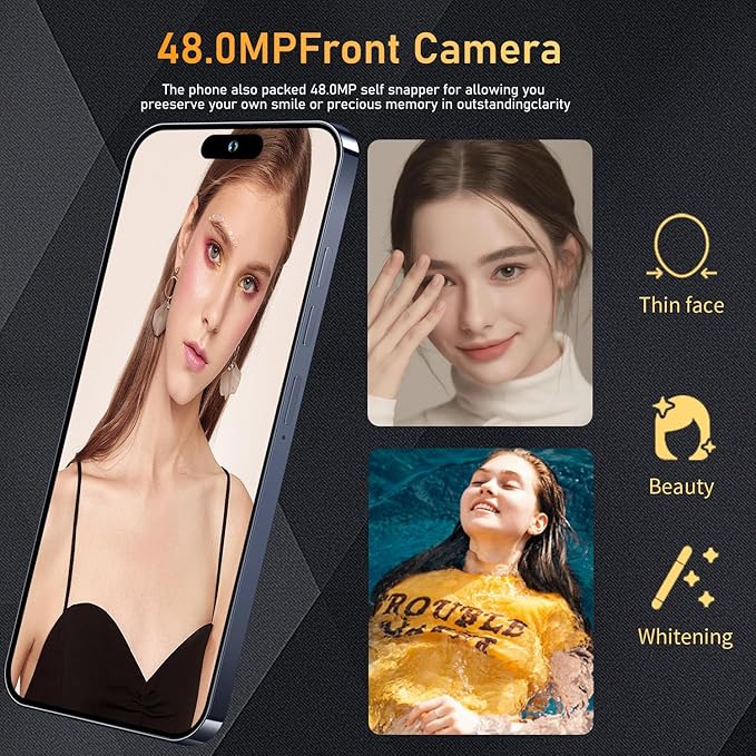 14PROMA X Smartphone Unlocked Cell Phone,Battery 6800mAh 6.82" HD Screen Unlocked Phones,16+512GB Android 14 with 128GB Memory Card,Dual SIM/Fingerprint Lock/Face ID/GPS (Blue Titanium, 16+512G)