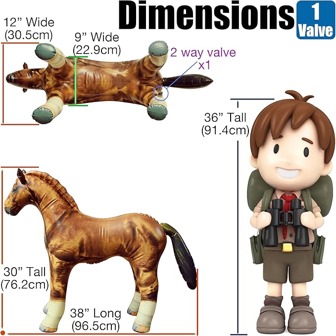 Jet Creations 38" L, Inflatable Horse Toys, Golden Brown Blow-Up Horse Toy Figure for Decoration or Play, Livestock Theme Party, Birthday, VBS, Photo Prop, Thanksgiving, Christmas Winter