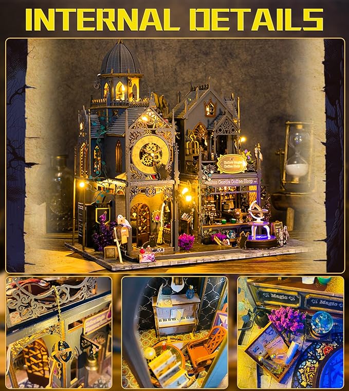 DlY Miniature Dollhouse kit, Dollhouse Kit, Miniature House Kit with Music Box, Original House Kit, Magic Bookstore, for Adults and Teens for Family and Friends. （L2401）