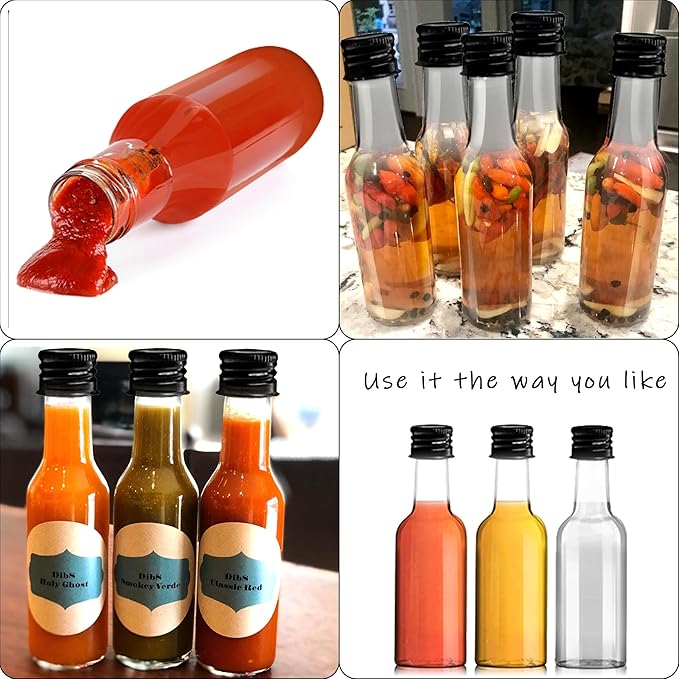 YZXODN 120 Pack 2 oz Mini Liquor Bottles, Plastic Spirit Bottles with Lables, Airtight Shot Bottle with Caps, Miniature Alcohol Bottle for Cocktail,Party Favors,Weddings