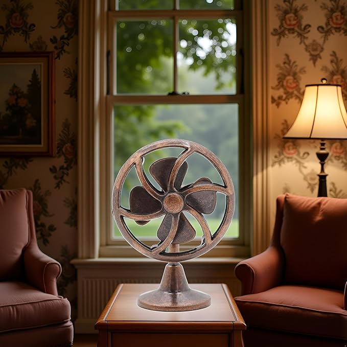 Bronze 1/12 Miniature Fan Dollhouse Decoration Accessories, Home Outdoor Decoration Model Living Room Scene Craft Displays
