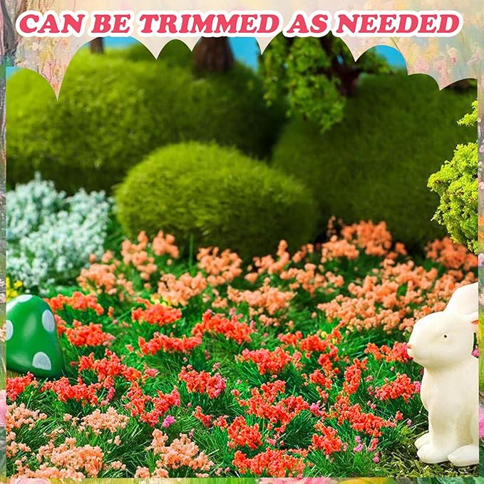 Warmtree Hand Torn Model Grass Tufts Flower Cluster for Miniature Scenery Applicable for N & HO Scale for Train Layouts,Diorama Supplies,and Architectural Models (Red)