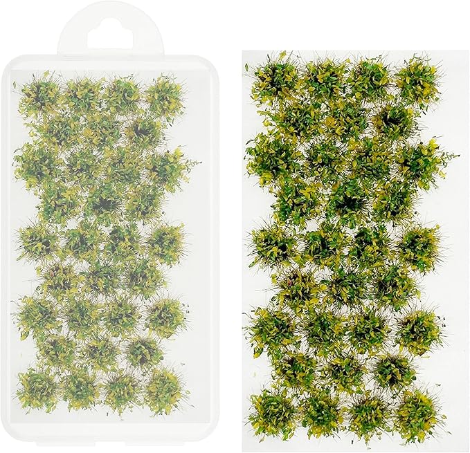 Woohome Static Grass Tufts Flower Cluster Vegetation Groups Miniature Flower Clusters for Terrain Railway Scenery Table Landscape, Yellow and Green