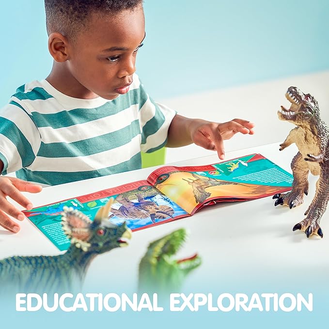 JOYIN Big Dinosaur Toys for Toddlers, 6 Piece Large Soft Dinosaur Figures with an Educational Book, Jumbo Realistic Toys for Boys and Girls Gift, Kids Ages 1 2 3 4 5