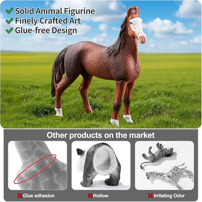 8PCS 6" Large Horse Figurines Animal Toys for Kids, Realistic Plastic Farm Animal Figurines Toys for Toddlers, Horse Party Favors Birthday Gift Cake Toppers for Boys Girls