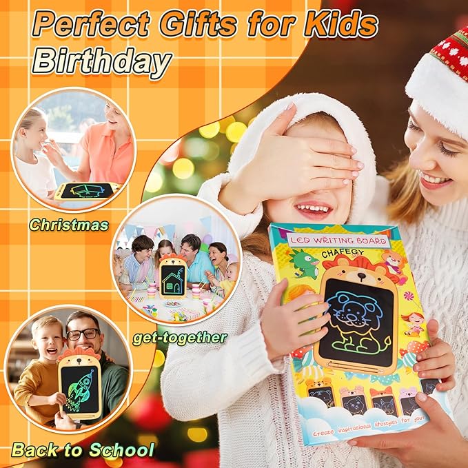 CHAFEGY 10 Inch LCD Writing Tablet, Erasable Doodle Board Toy, Cute Lion Drawing Pad for Kids Ages 2-6 - Educational Christmas Birthday Gift (Lion)