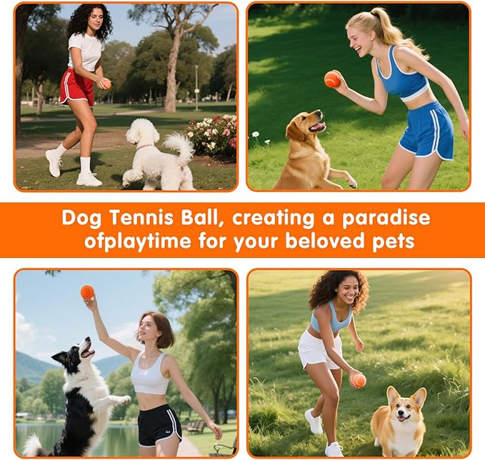 PHOEPET 6-Pack Tennis Balls for Beginner Training Practice- Bulk Dog Balls for Fetch Chew Toys(Orange)