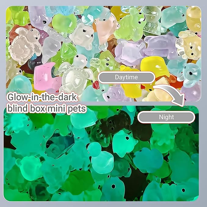 Resin Animals Mystery Bags，Mini Glow in The Dark Animal Resin Models， Design Animal Miniatures for Outdoor Decor Dollhouse Fairy Garden Accessories (100)