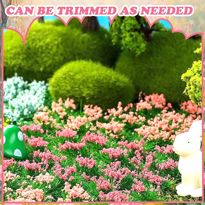 Warmtree Hand Torn Model Grass Tufts Flower Cluster for Miniature Scenery Applicable for N & HO Scale for Train Layouts Diorama Supplies and Architectural Models (Sakura Pink)