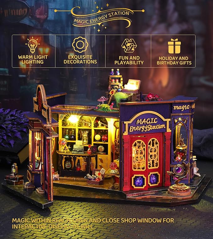 Spilay DIY Miniature Dollhouse Kit,DIY Dollhouse Kit with Wooden Furniture,Dust Proof Cover, Music Box and LED,Handmade Crafts Gifts for Birthday Christmas and Valentine's Day ET002