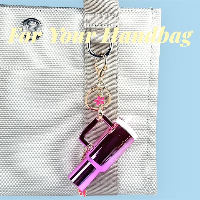 ERTUNA Mini Tumbler Keychain Accessories for Stanley Cup, 2 Way Cute Charms Chapstick Lip Balm Holder for Women Purse Handbag