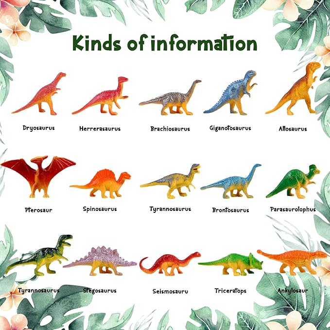 Deekin 300 Pcs Mini Dinosaur Figures Kids Birthday Gifts Mini Dinosaur Toys Bulk Cupcake Toppers Small Plastic Educational Figures Dino Party Favors for School Classroom Exchange Valentine Gift