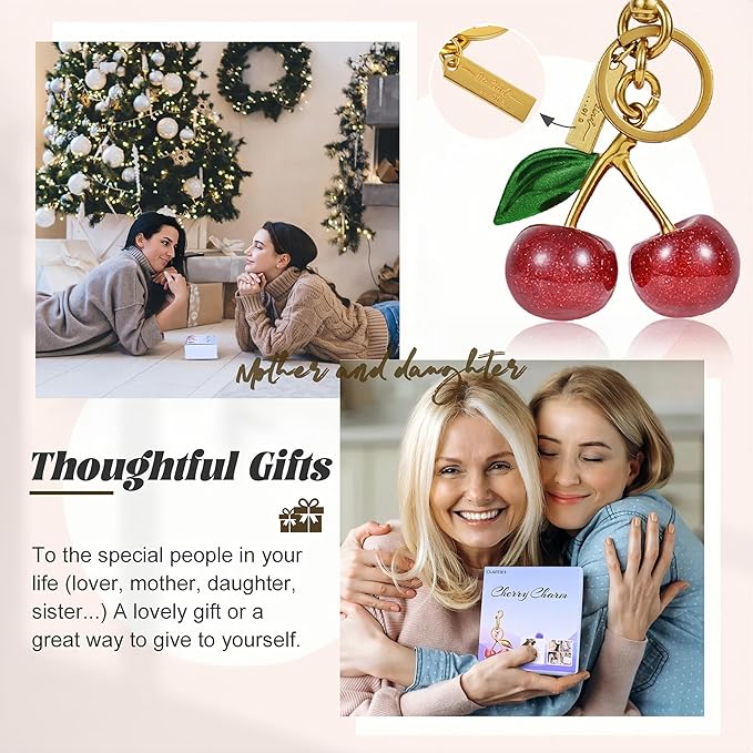 claities Cherry Bag Charm Purse Charms Keychain- Car Cherry Accessories Women Birthday Christmas Women Mothers Day Gifts