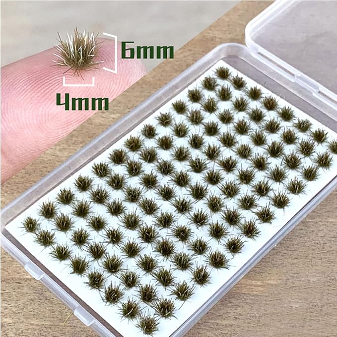 Woohome 312 PCS Static Grass Tufts - Yellow Model Grass, Terrain Model Kit, Artificial Grass for Train Landscape, Railway Scenery, Miniature Shrubs & Bushes