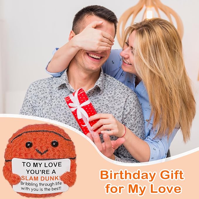 Zelaxeyi Handmade Crochet Basketball,Romantic Gift for Him or Her, Birthday Wedding Anniversary Present for Boyfriend Girlfriend Husband Wife, I Love You Love Gift for Couples Men Women
