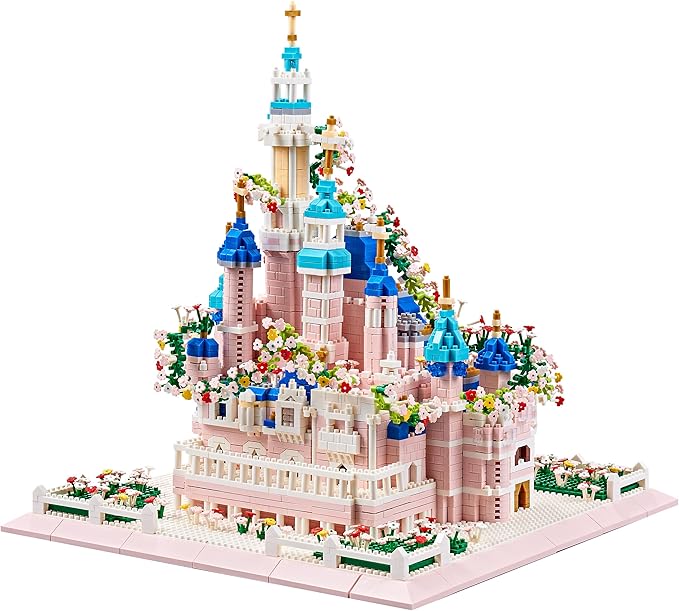 Kadablk Architecture Castle with Flower Series Micro Blocks Building Sets for Adults and Teens, 4000+ PCS Bricks Building Blocks - Upgrade Version