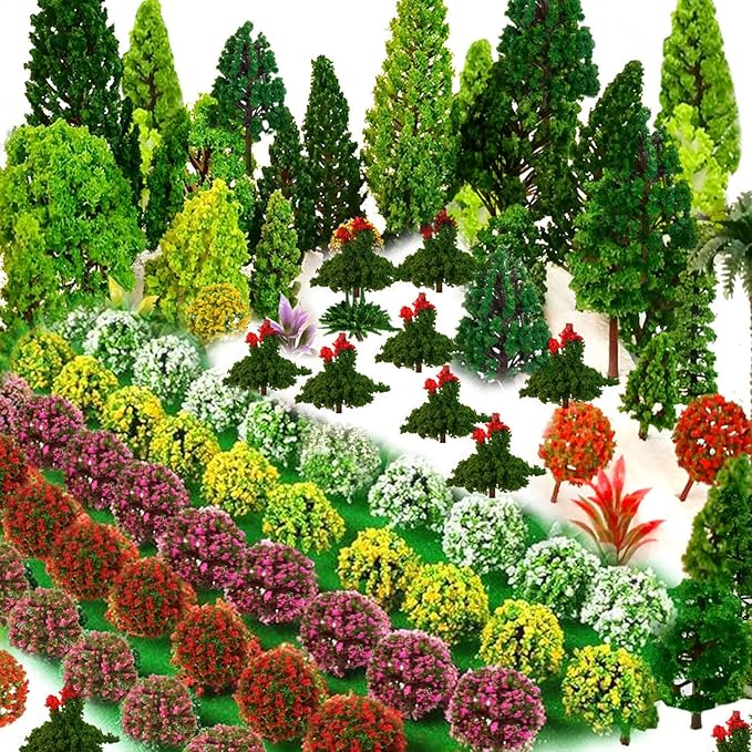OrgMemory 90Pcs Model Trees, Miniature Plants Train Scenery Artificial Fake Trees Model Railroad Scenery, Diorama Supplies, DIY Scenery Landscape