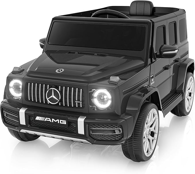 Licensed Mercedes Benz G63 Kids Electric Car, 12V 7Ah G wagon Ride on Car w/Safety High Window, Remote Control, 3 Speeds, Music Player, Horn & LED Lights for Toddlers (Black)