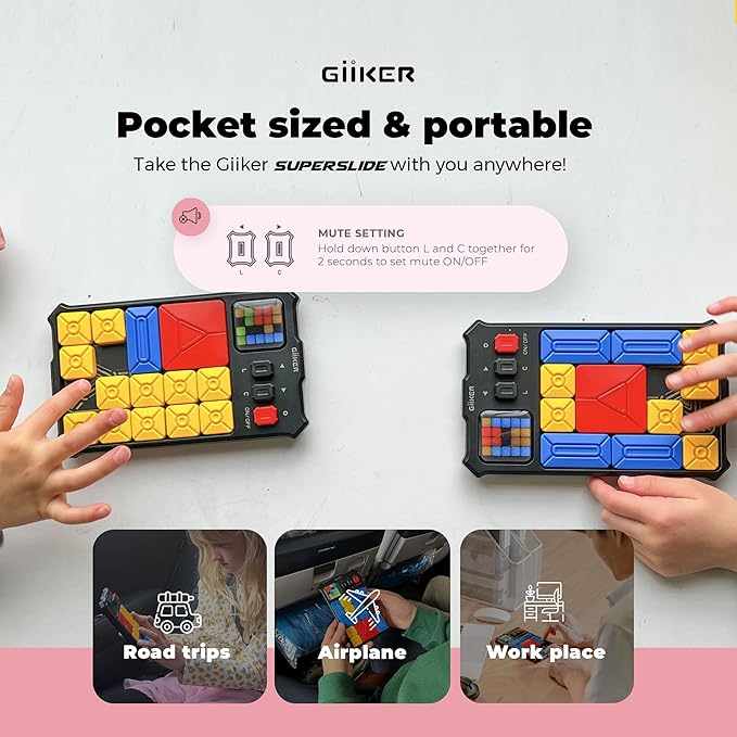 GiiKER Super Slide Puzzle Games, Original 500+ Challenges Brain Teaser Puzzle, Toys for Kids Teens, Travel Games Birthday Stocking Stuffers for Boys Girls, Activities for Road Trips