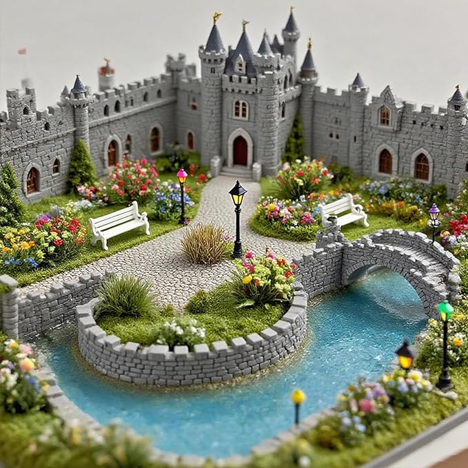 gdeplok 140 Pcs Static Grass Tufts & Miniature Flower Clusters - Artificial Grass Terrain Scenery Kit for Model Train Railway, Military Sand Table, DIY Diorama Landscape (B)