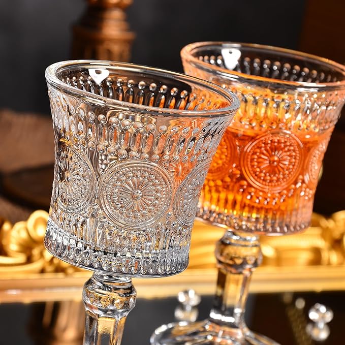 Jaepsing Shot Glasses, 2oz Etching Patterns Glasses Set of 6, Fancy Shot Glasses/Great for White and Red Wine/Tasting Glasses/Cute/Mini Wine Glass Clear
