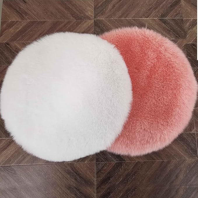 White Round Dollhouse Carpet, Dollhouse Miniature Carpet, Fluffy Mini Rug, Doll House Rug, Lightweight Decor for 1/12, 1/8, 1/6 (4.33x 4.33inch)