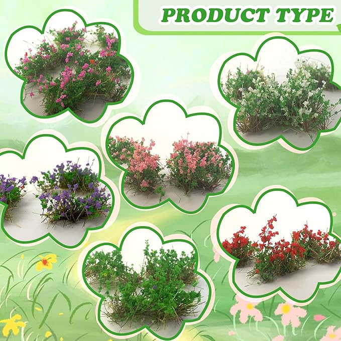 Warmtree Hand Torn Model Grass Tufts Flower Cluster for Miniature Scenery Applicable for N & HO Scale for Train Layouts, Diorama Supplies, and Architectural Models (White)