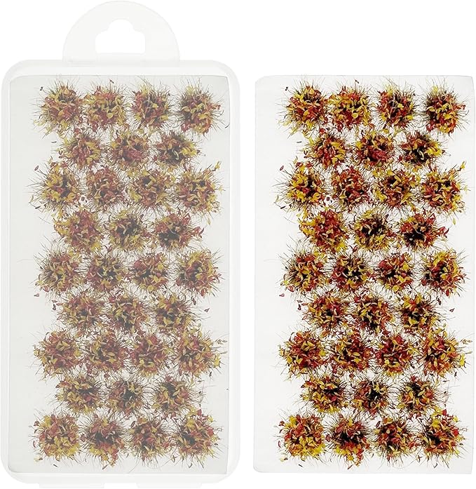 Woohome Static Grass Tufts Flower Cluster Vegetation Groups Miniature Flower Clusters for Terrain Railway Scenery Table Landscape, Rose Red and Yellow