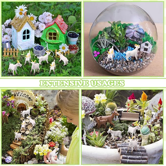 120 Pcs Mini Goat Figurines Miniature Resin Farm Animal Figurines Set for Decorating Outdoor Micro Landscape Mini Gardens Potted Plant Accessories and Creative DIY Props Cake Topper (Goat)