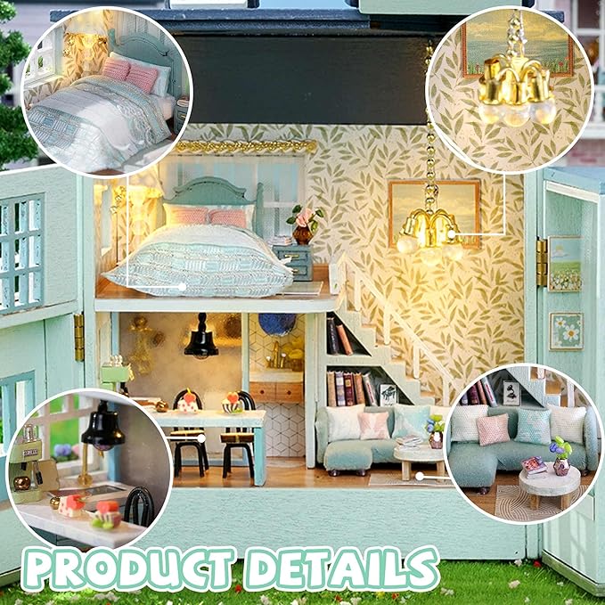 Kisoy Romantic and Cute Dollhouse Miniature DIY House Kit Creative Room Perfect DIY Gift for Friends, Lovers and Families (Warm House)