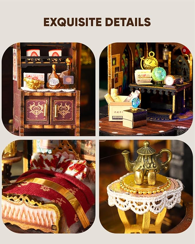 DIY Miniature House Kit, DIY Dollhouse Kit for Adults to Build, Mini House Kit with LED, Mayberry Street Miniatures, Ideal Gifts for Birthday, Halloween Christmas(Magic Eltz Castle)