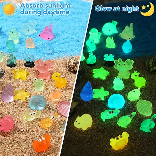 180 Pcs Luminous Mini Resin Animals Miniature Animal Figurines 45 Styles Glow in Dark Tiny Animals Figures Bulk to Hide Mini Figurines Dollhouse Decor Fairy Garden Accessories Micro Landscape Decor