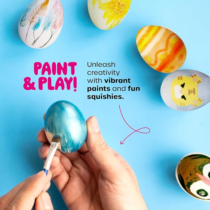 Dan&Darci Easter Egg Squishy Painting Kit - Arts & Crafts for Girls and Boys - Kids Art Activities - Craft Gift for Kid Ages 6 7 8 9 10 Year Old Girl Gifts - Decorate 6 Slow Rising Squishies