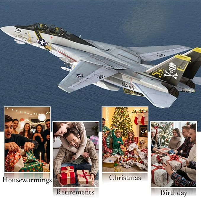 F-14 Tomcat Die-cast Airplanes-1/100 Scale Jolly Rogers Tail Metal Aircraft Model for Collector, Aviation Enthusiast-Premium Collectiable with Display Stand