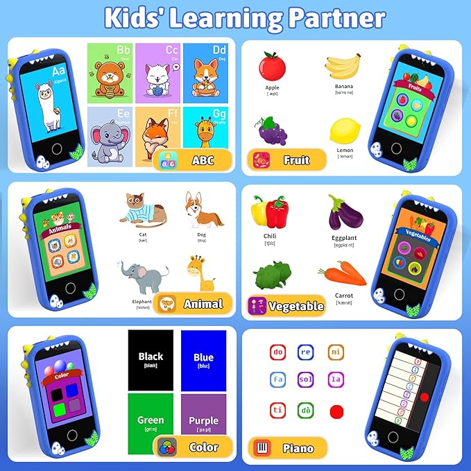 BEBESIRI Kids Camera Mini Smartphone Toy for Girls, 2.8" Touch Screen, 22 Learning Games, Dual Camera, Music Player, 32GB Card | Educational Gift for Christmas & Birthday (Sky Blue)