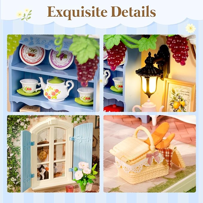 ROBOTIME Super Creator Kits, Miniature House Kit, DIY Plastic House Building Toy Set with LED, Tiny Garden Making Kit Model Craft Hobby Unique Gift (Midsummer Dream Yard)