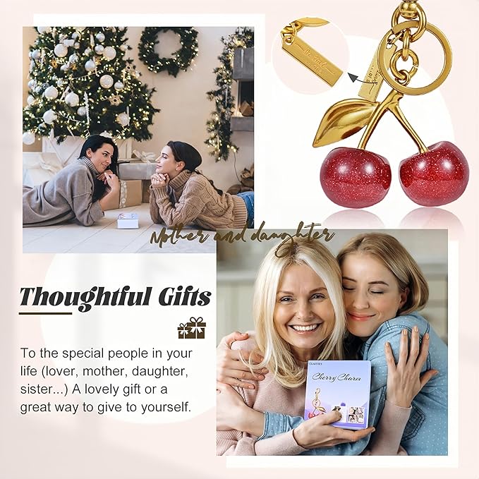 claities Cherry Bag Charm Purse Charms Keychain- Car Cherry Accessories Women Birthday Christmas Women Mothers Day Gifts