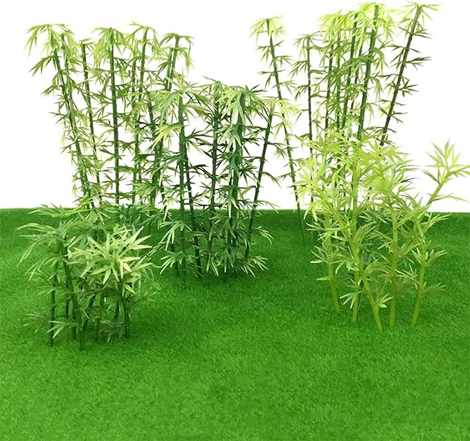 Woohome Model Miniature Bamboo Trees, Green Plastic Bamboo Trees for Building Model, Home Miniature Landscape Landform Diorama Project, 50 PCS, 5.9’’