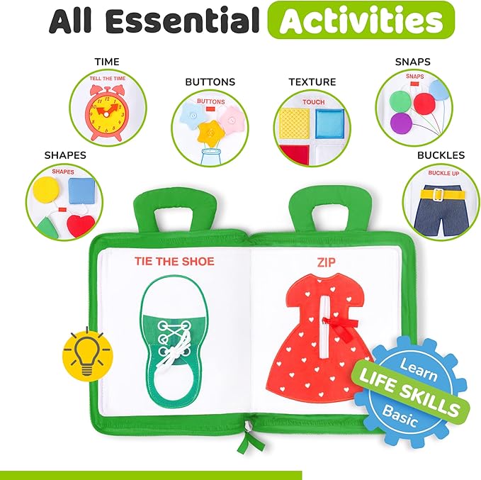 deMoca Montessori Busy Book Toddler Travel Toys 1-3, Activity Quiet Book Airplane Travel Toys for Toddlers 1-3, Busy Board with Car and Plane Activities, Gift for Boys & Girls