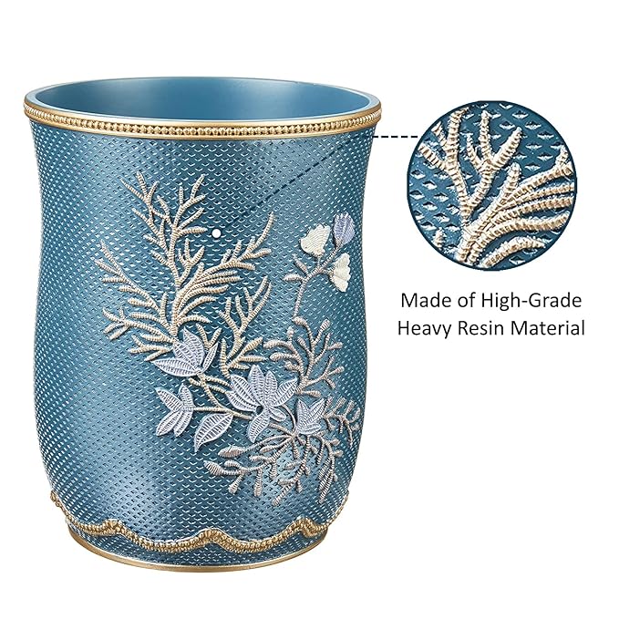 Zahari Home Decorative Trash Can for Bathroom, Office & Bedroom - 2.1 Gallons Stylish & Small Trash Can for Dorms, Desktop & Restroom - Chic Waste Basket for Compact Spaces, Capri