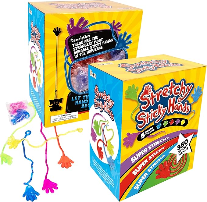 350 Pcs Bulk Sticky Hands for Kids - Slappy Slap Little Small Hands Sticky Toy - Goodie Bags Stuffers Party Favors for Birthday, Treasure Box, Hand Game 4-8, 8-12 - Easter Basket Fillers