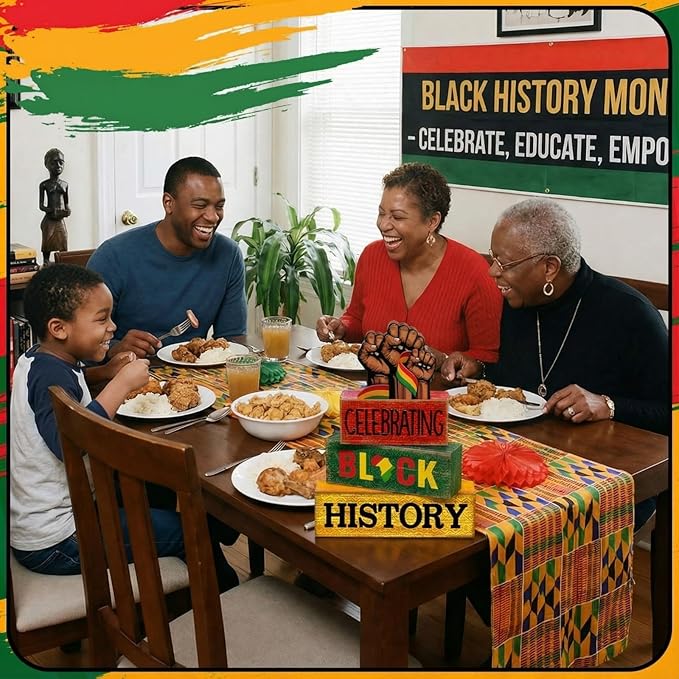 Moucuny 4 Pcs Black History Month Table Decorations Wooden Wrist Black History Month Tiered Tray Decor Red Yellow Green African American Centerpiece Rustic Wrist Block Signs Gift Farmhouse for Home