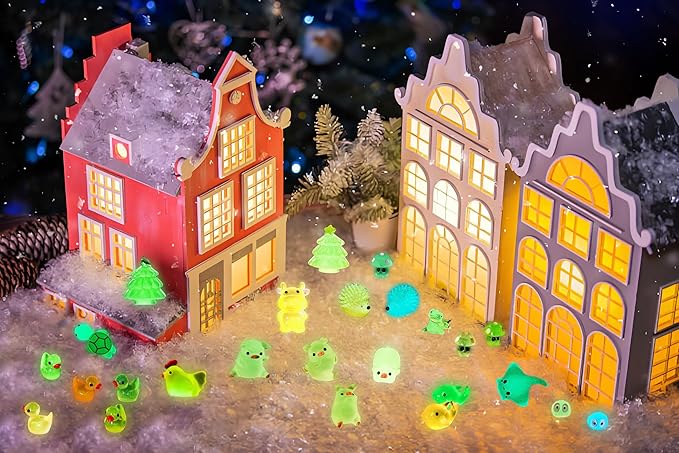 120 PCS Luminous Mini Resin Animal Figurines, 12 Styles, for Miniature Fairy Garden Accessories Micro Landscape Aquarium Garden, Glow in The Dark Tiny Animals