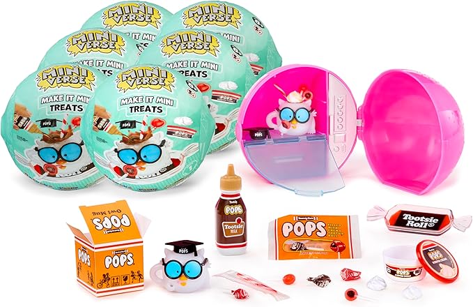 MGA's Miniverse Make It Mini Treats (6 Pack), Mini Collectibles - Mystery Blind Packaging, Candy Theme, DIY, Resin Play, Replica Food, NOT Edible, Collectors, Gift, 8+